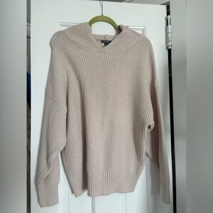 Cozy Knit Hooded Sweater in Light Beige